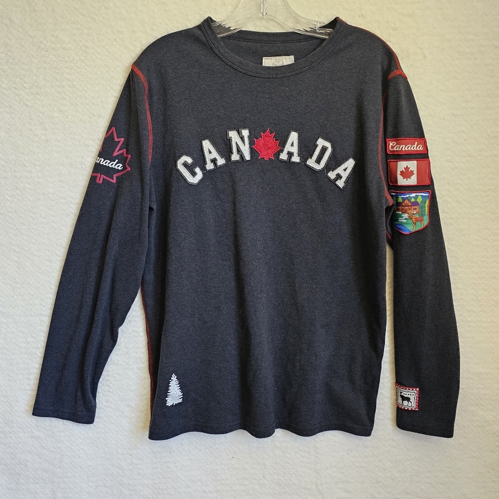 GGS Vintage Collection Canada Men's Charcoal Knit Shirt Destination Size M